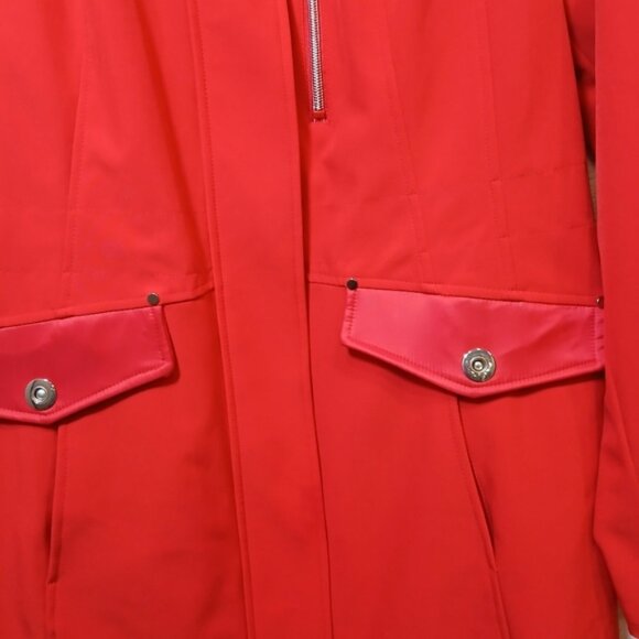 JONES NEW YORK WOMEN'S 3/4 LENGTH RED LONG SLEEVES ZIP UP COAT - Picture 2 of 8